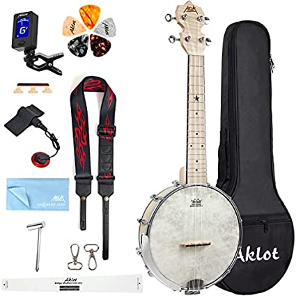 Photo 1 of Banjo Ukulele, AKLOT Concert 23 inch Remo Drumhead Open Back Maple Body 15:1 Advanced Tuner with Two Way Truss Rod Gig Bag Tuner String Strap Picks
