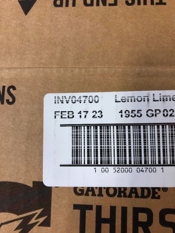 Photo 3 of Gatorade Thirst Quencher Powder, Lemon Lime, 1.23oz Packets, Makes 20 ounces (80 Pack)Flavor Name: Lemon Lime
exp - feb - 17 - 23 