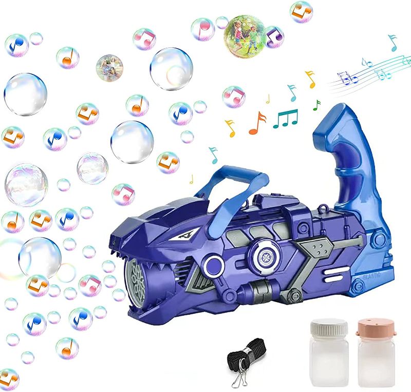 Photo 1 of Bubble Gun for Kids, Automatic Bubble Maker Machine with Musical and 2 Bubble Solutions, Dinosaur Bubble Blower for Bubble Party Favors, Birthday, Outdoor Indoor Activity