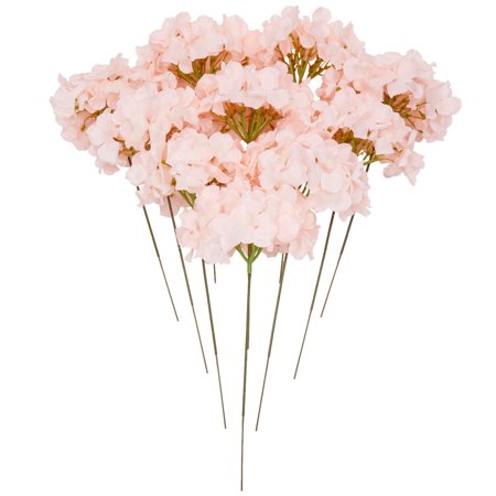 Photo 1 of 10 Pack Pink Hydrangea Artificial Flowers with Stem Fake Flower for Vase and Home Decor 6.5 in.