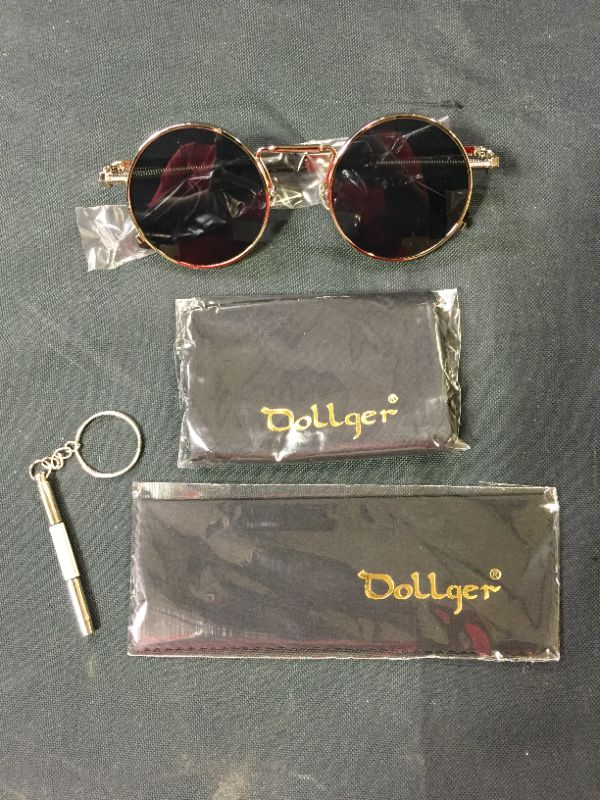 Photo 2 of Dollger John Lennon Round Sunglasses Steampunk Metal Frame
