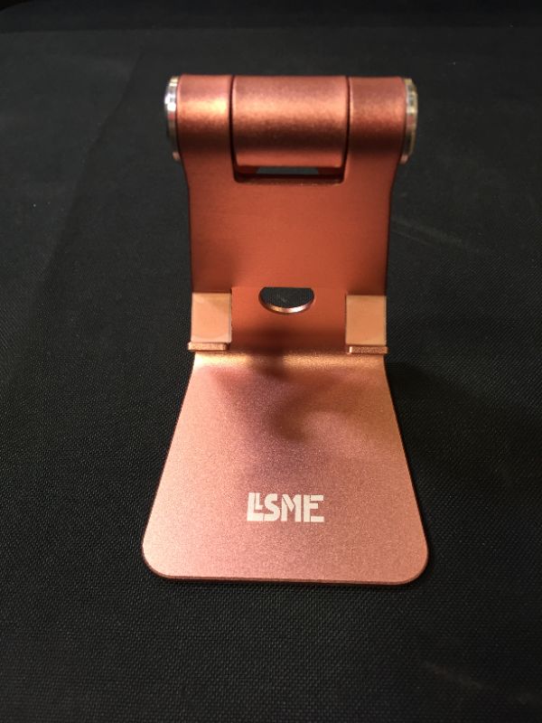 Photo 2 of Adjustable Cell Phone Stand, LLSME Phone Holder, Cradle, Dock, Aluminum Desktop Stand Compatible with All Mobile Phone, iPhone, iPad Air/Mini - Rose Gold
