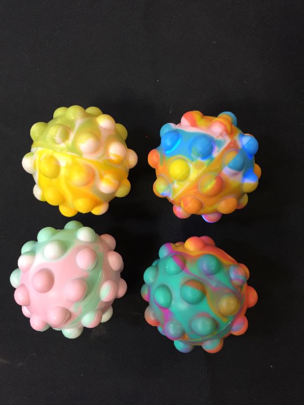 Photo 2 of 4 Pack Glow Ball Squeeze Toy Stress Sensory Autism Boys Kids Girls Bubble Push ADHD Purple Yellow Ball Boy Girl Kid Toys Gift Gifts
