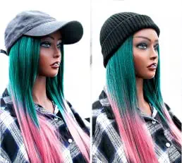 Photo 1 of Adotkit 25.6 Inches Green to Red Gradient Long Long Straight Wigs Color Wigs for Even Day Middle Part Heat Wigs ( Green To Red Long Gradient ) 
