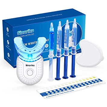 Photo 1 of SINORIKO Teeth Whitening Kit with 6X LED Light for Sensitive Teeth 10 Min Fast Result, 3 Carbamide Peroxide Whitening Gel 1 Remineralizing Gel, Mouth Tray with Case, Home Teeth Whitener
