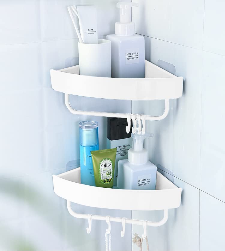 Photo 1 of Adhesive Shower Caddy Corner basket Bathroom Shelf?2 Packs? (White)
