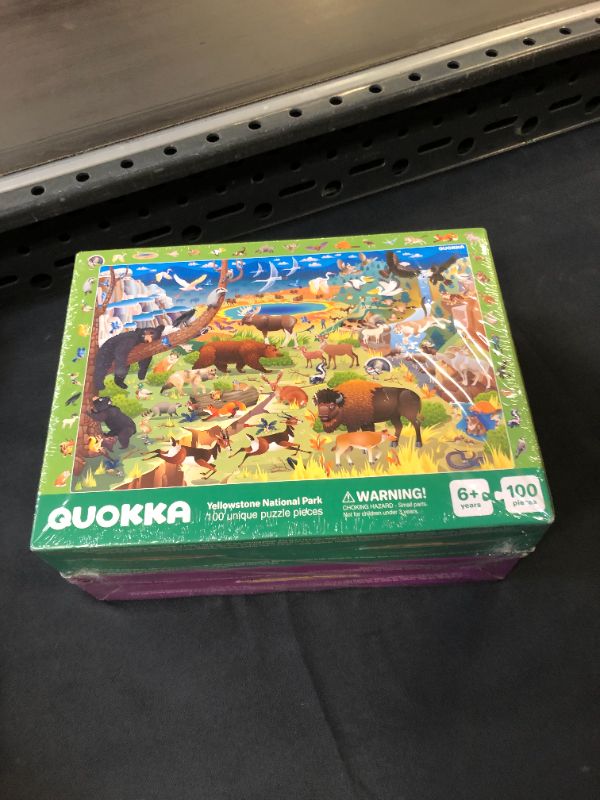 Photo 3 of 100 Pieces Floor Puzzles for Kids Ages 3-5 – 2 Jigsaw Toddler Puzzles 4-8 Years Old by Quokka – Games for Learning USA Map and National Park - Gift United States Toy to Boy and Girl Age 6-8-10
