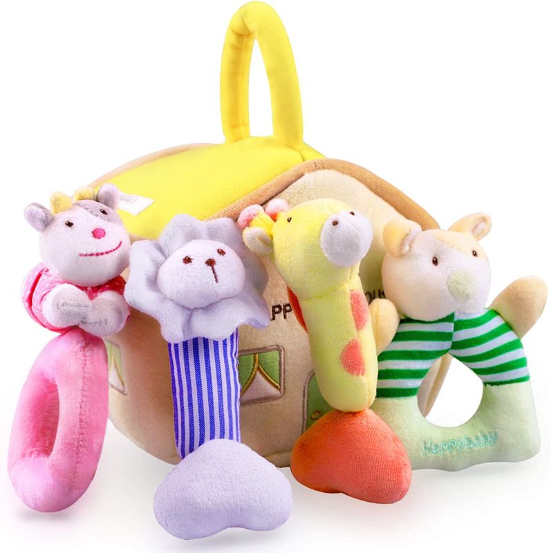 Photo 1 of iPlay, iLearn 4 Plush Baby Soft Rattle Toys, Hand Grab Sensory Shaker, Farm Stuffed Animal Set, Infant Easter Basket Girls, Unique Newborn Shower Gifts for 2 3 6 9 12 18 Month 1 Year Old Boys Toddlers
