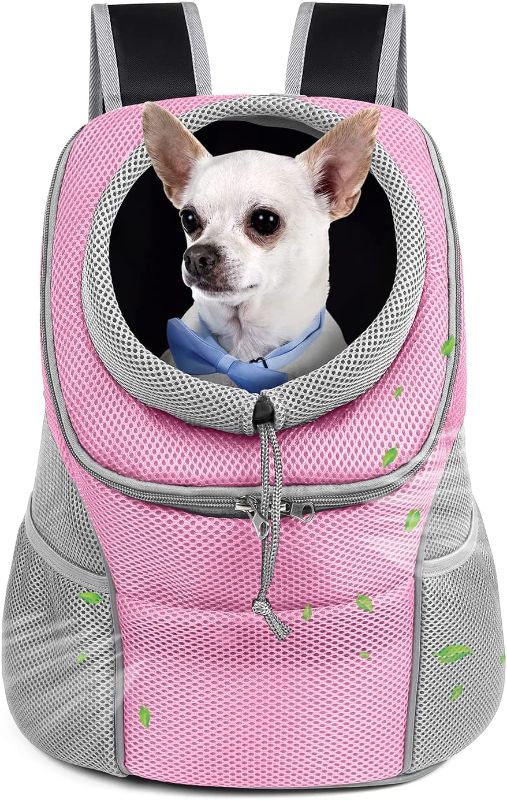 Photo 1 of WOYYHO Pet Dog Carrier Backpack Puppy Dog Travel Carrier Front Pack Breathable Head-Out Backpack Carrier for Small Dogs Cats Rabbits (M ( up to 10 lbs ) , Light Pink )

