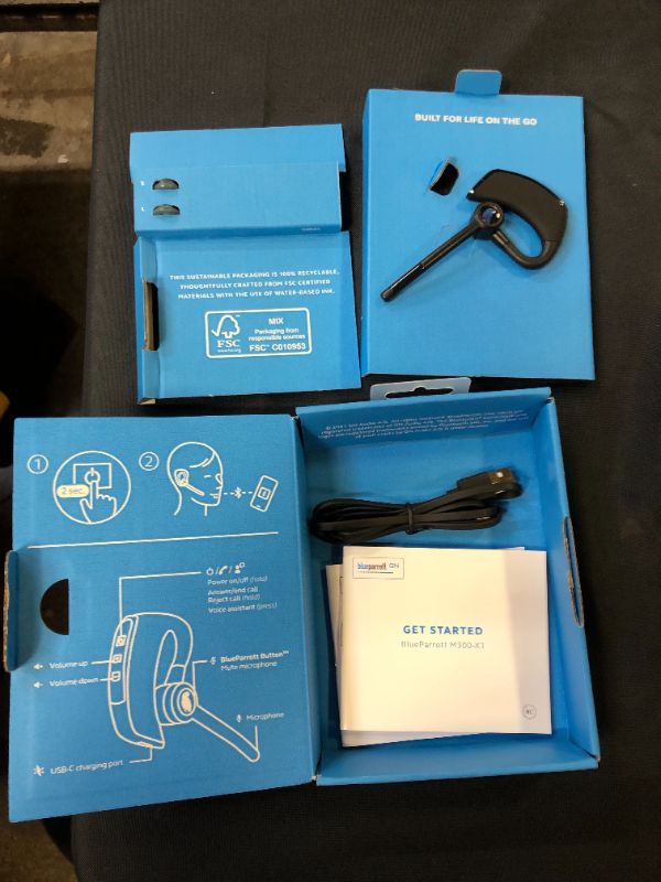 Photo 2 of BlueParrott M300-XT Noise Cancelling Hands-free Mono Bluetooth Headset for Mobile Phones with up to 14 Hours of Talk Time for On-The-Go Mobile Professionals & Drivers
