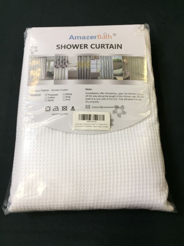 Photo 1 of AmazerBath Waffle Shower Curtain, Heavy Duty Fabric Shower Curtains with Waffle Weave Hotel Quality Bathroom Shower Curtains, 72 x 72 Inches
