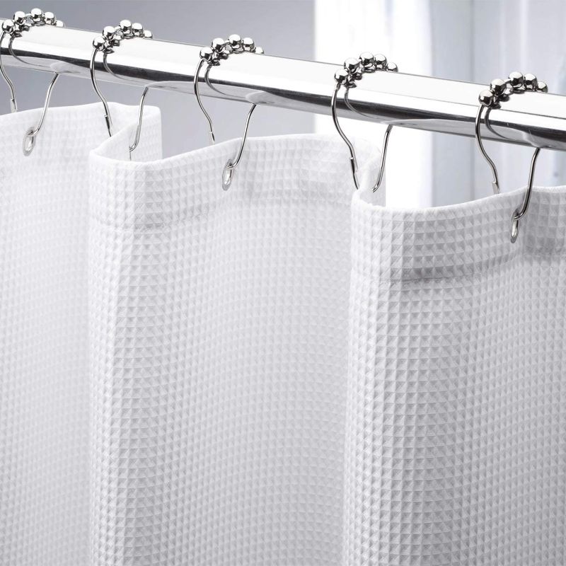 Photo 2 of AmazerBath Waffle Shower Curtain, Heavy Duty Fabric Shower Curtains with Waffle Weave Hotel Quality Bathroom Shower Curtains, 72 x 72 Inches
