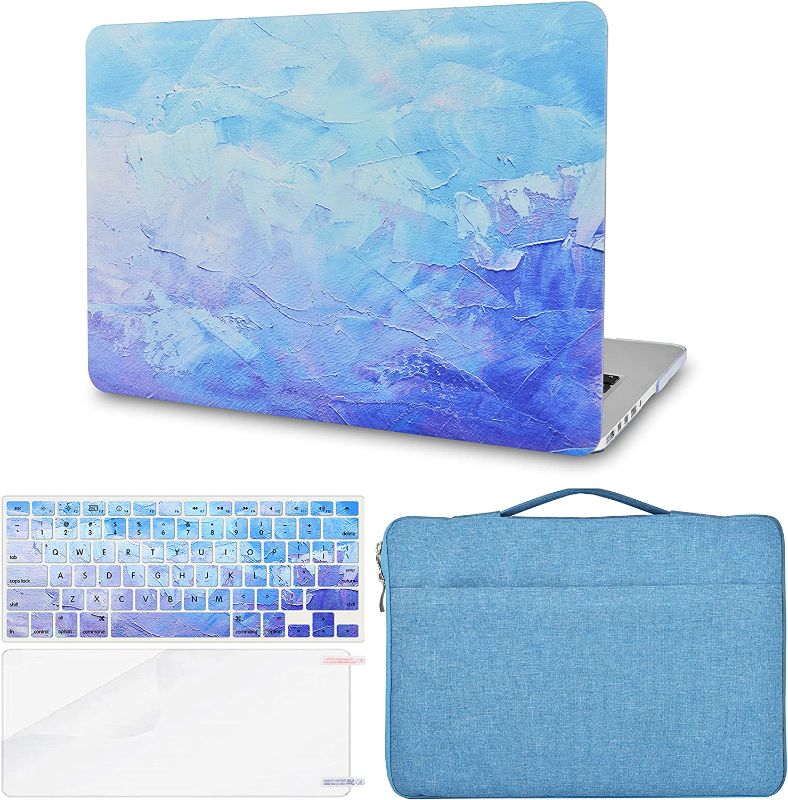 Photo 1 of KECC Compatible with MacBook Air 13 inch Case (2010-2017 Release) A1369/A1466 Plastic Hard Shell + Keyboard Cover + Sleeve Bag + Screen Protector (Blue - Water Paint 2)
