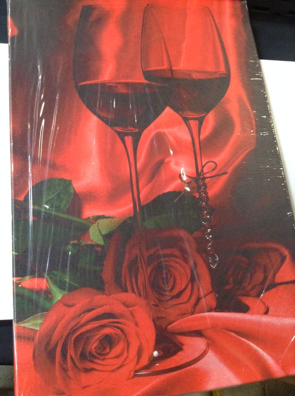 Photo 1 of 16"x24" rose and wine canvas picture 