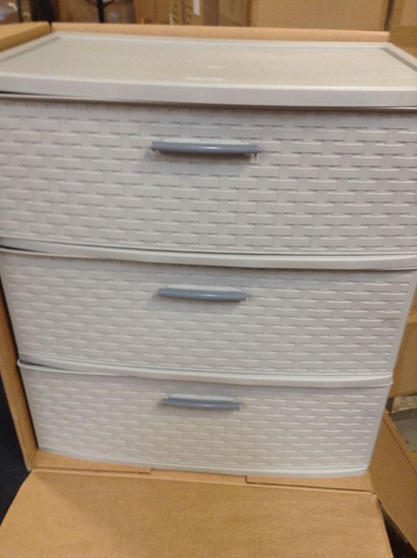 Photo 2 of 3 Drawer Wide Weave Tower Gray - Room Essentials™
