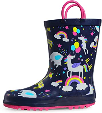 Photo 1 of K KomForme Kids Rain Boots Waterproof Printed Rubber boots with Handles 5m
