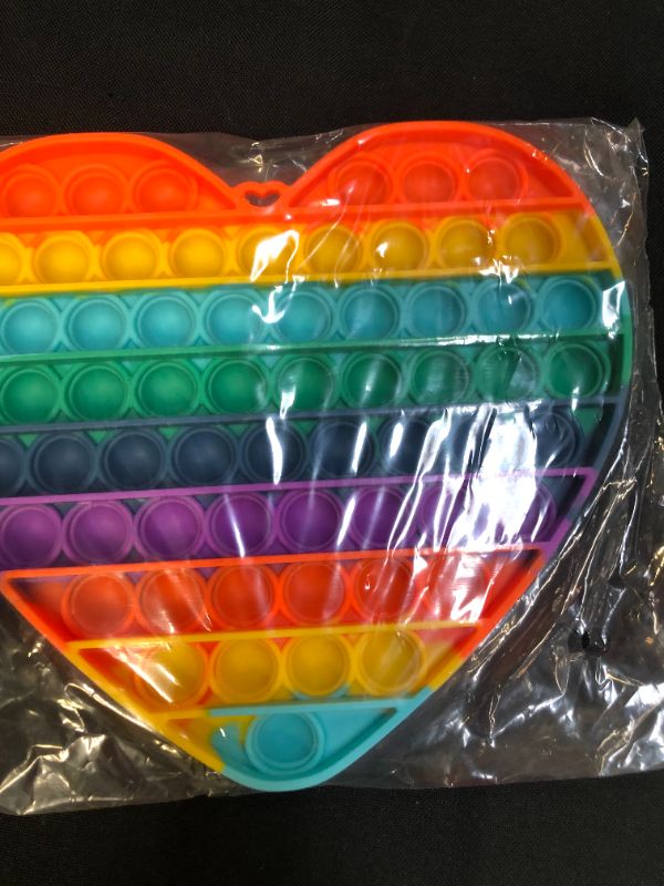 Photo 2 of Genovega Toy for Kids Teens,Jumbo Huge Large Mega Big Press Pop Poppop Poop Popper Po it Sensory Austim Anxiety ADHD Stress Relief Game Prizes Pinata Stuffers Heart Shaped Rainbow
