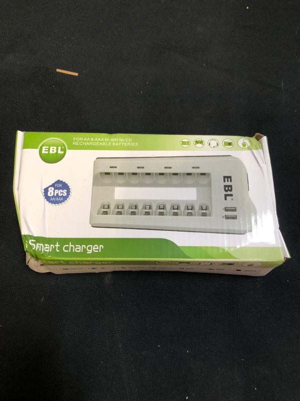 Photo 3 of EBL Battery Charger with AA AAA Batteries - 8Bay Battery Charger and 4pcs AA Rechargeable Batteries 2800mAh & 4pcs AAA Battery NiMh Battery (BOX IS DAMAGED)
