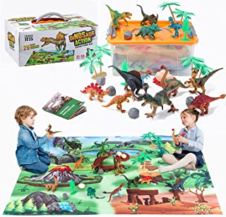 Photo 1 of Dinosaur Toys with Dinosaur Figures, Activity Play Mat & Trees for Creating a Dino World Including T-Rex, Triceratops, etc, Perfect Dinosaur Playset for 3,4,5,6 Years Old Kids, Boys & Girls (MINOR SCRATCHES ON ITEM)
