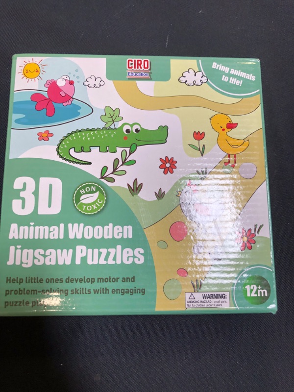 Photo 1 of EINSTEM Wooden Puzzles Preschool Learning & Education Toys for Toddler 1-3 Year Old, 3D Animal Shape Jigsaw Puzzle Montessori Stem Travel Toy, Girl and Boy Christmas Birthday Gifts
