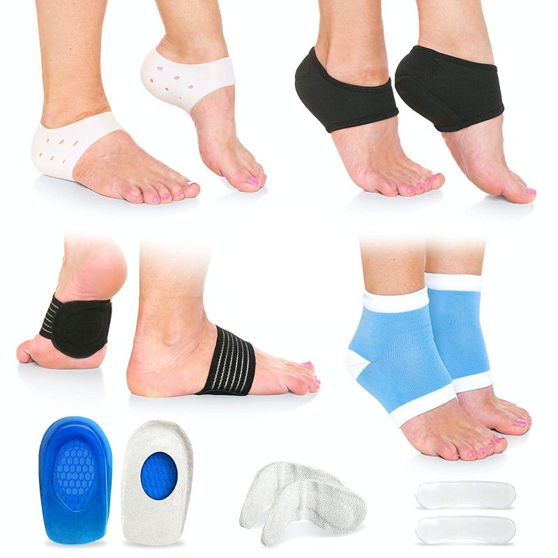 Photo 1 of Plantar Fasciitis Foot Pain Relief 14-Piece Kit – Premium Planter Fasciitis Support, Gel Heel Spur & Therapy Wraps, Compression Socks, Foot Sleeves, Arch Supports, Heel Cushion Inserts & Heel Grips size S
