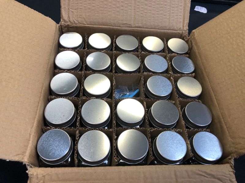 Photo 2 of 4oz 24 piece glass spice jars with lids 