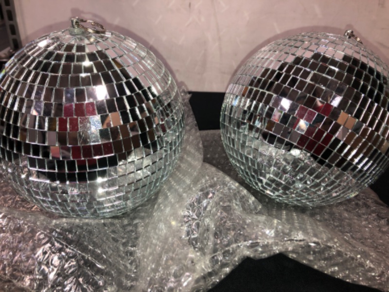 Photo 3 of Alytimes Mirror Disco Ball - 8-Inch Cool and Fun Silver Hanging Party Disco Ball –Big Party Decorations, Party Design. PACK OF 2 
