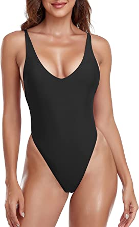 Photo 1 of RELLECIGA Women's High Cut Low Back One Piece Thong Swimsuit for Women size XL
