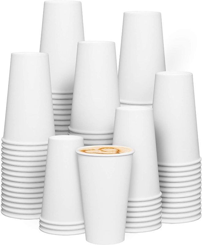 Photo 1 of [200 Pack] 16 oz. Disposable White Paper Hot Coffee Cups
