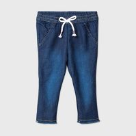 Photo 1 of Baby Girls' Raw Edge Hem Long Denim - Cat & Jack™ Medium Wash. 0/3 M. PACK OF 12 

