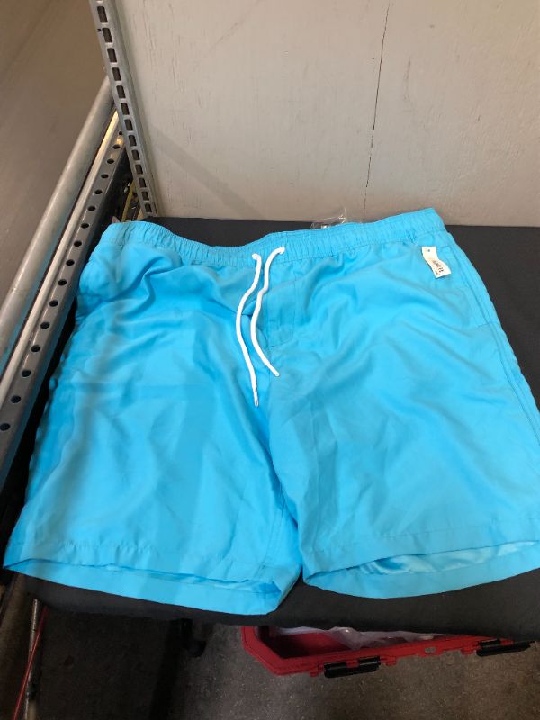 Photo 2 of Amazon Essentials Men's 9" Quick-Dry Swim Trunk AQUA BLUE
size XXL