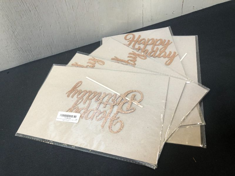 Photo 2 of  5 pieces Rose Gold Glitter Birthday Cake Topper - (Double Sided Glitter)
