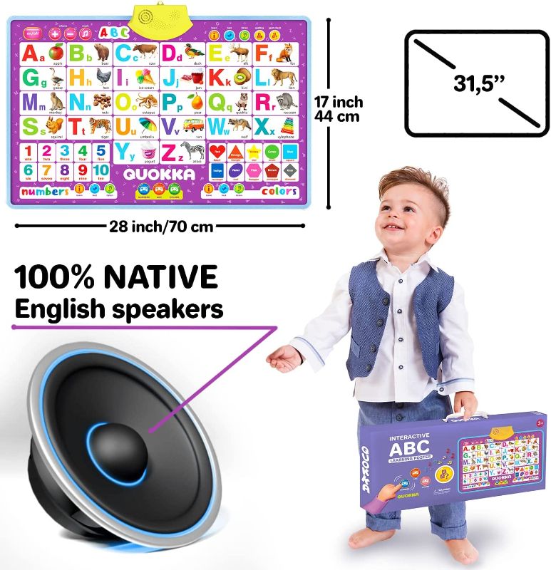 Photo 2 of Alphabet Poster Educational Toy for 2-4 Year Old – ABC Learning Wall Chart for Toddlers Age 1-3 by QUOKKA – Interactive Speech Therapy Game for Kids 5-6-7 yo – Classroom Talking Gift for Girl & Boy
