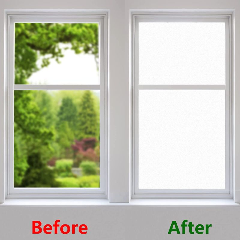 Photo 2 of Alliebe Window Film Static Cling Non-Adhesive Privacy Adhesive Film Frosted Removable Glass Covering for Bathroom Opaque Door Sticker for Home Office Living Room with Tool Set?15.7 x 78.7”Set?
