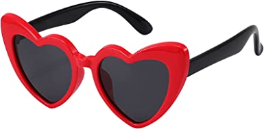 Photo 1 of Dollger Kids Polarized Heart Sunglasses Unbreakable Bendable Vintage Cute Clout Cateye Heart Glasses Shades for Baby,Toddler
