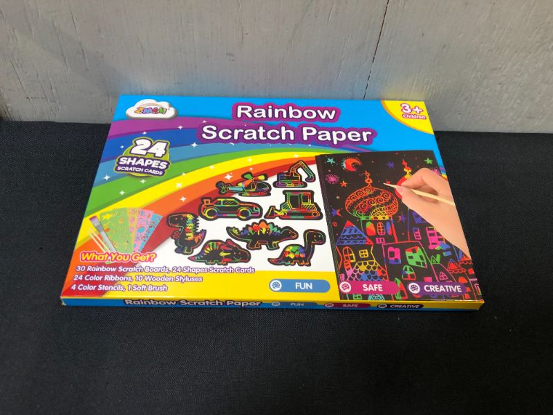 Photo 2 of ZMLM Scratch Paper Drawing Set for Kids Age 3-10, Black Rainbow Magical Craft, Birthday Party Gift, Children's Day Gift
