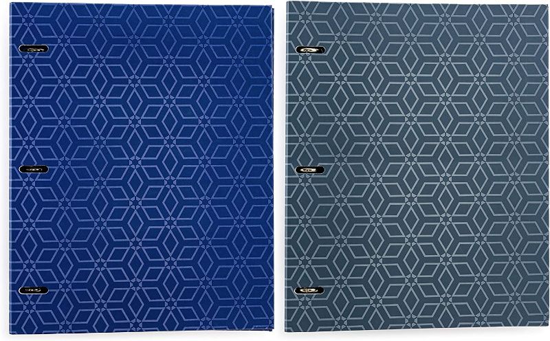 Photo 1 of Amazon Basics 3/4 Inch 3-Ring Binder Holds 100 Loose-Leaf Paper Sheets 10.5” X 8” or 11” X 8.5”, Starlike Design in Cobalt Blue and Steel Blue Colors –2-Pack
