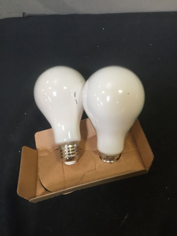 Photo 3 of 100-Watt Equivalent A21 Dimmable Filament CEC 90 CRI White Glass LED Light Bulb, Bright White 3000K (2-Pack)
