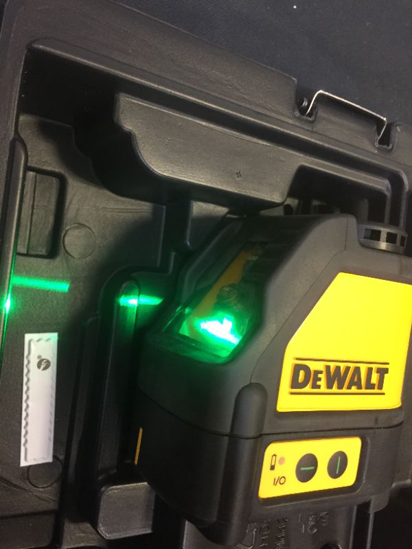 Photo 8 of 165 ft. Green Self-Leveling Cross Line Laser Level with (3) AAA Batteries & Case
