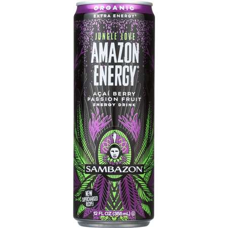 Photo 1 of Amazon Energy Acai Berry Passionfruit Energy Drink Organic, PK12
exp july 9 2022