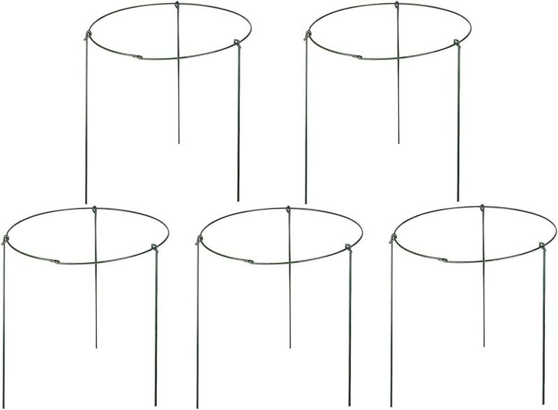 Photo 1 of ( Pack of 5 ) Garden Plant Support Rings, Round Plant Support Stakes for Potted Plant, 10" Wide x 17" High, 3 Legs
