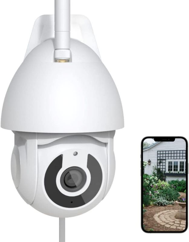 Photo 1 of 1080P WiFi/Wireless Pan Tilt Home Security Camera, Color Night Vision,Motion Detection, Cloud and Local Storage, Two Way Audio, Easy Set Up, Waterproof, for Outdoor/ Indoor Use
(FACTORY SEALED) BOX IS A BIT DAMAGED)
