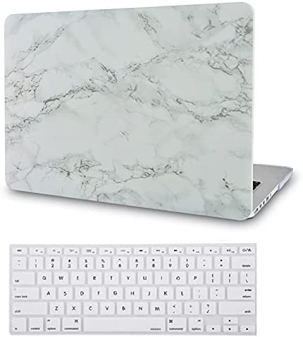 Photo 1 of LASSDOO Compatible with MacBook Pro 13 inch Case 2022,2021,2020,2019,2016,2017,2016 Release M2 A2338 M1 A2289 A2251 Touch Bar Plastic Hard Shell + Keyboard Cover (White Marble with Grey Veins)
