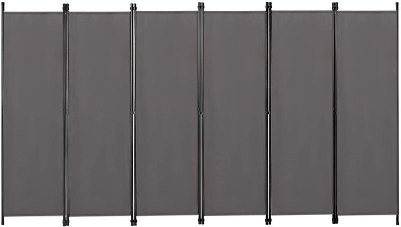 Photo 1 of 6-Panel Outdoor/Indoor Room Divider, Screen Movable Room Screen Separator Wall Protective Privacy Furniture Indoor Bedroom(Grey)
