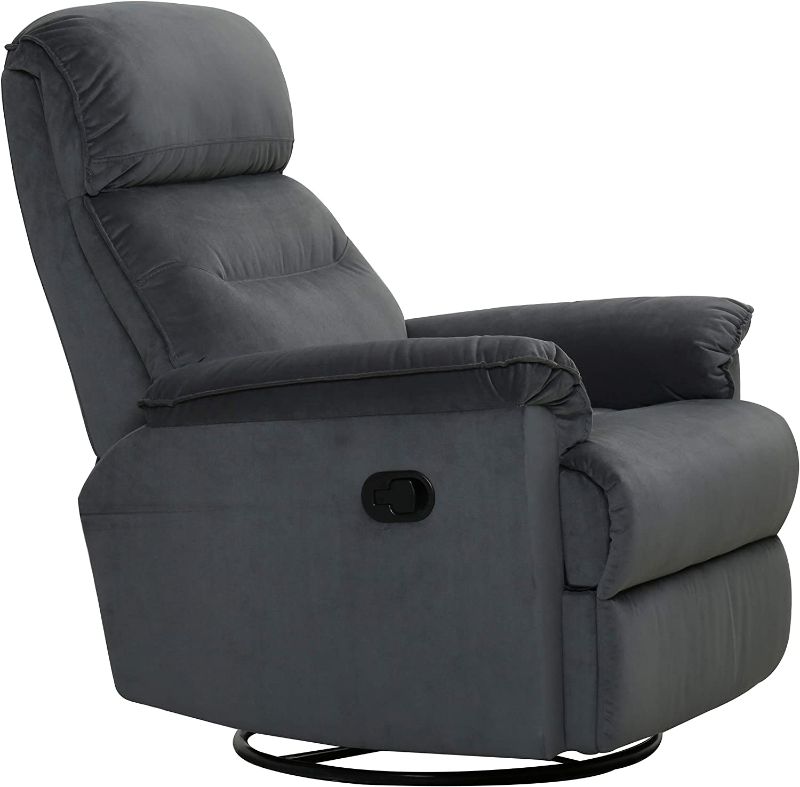 Photo 1 of Amazon Brand – Ravenna Home Pull Recliner with 360-Degree Swivel Glider, Living Room Chair, 32"W, Slate Blue
