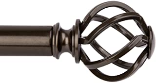Photo 1 of KAMANINA 1 Inch Curtain Rod Single Drapery Rod 72 to 144 Inches (6-12 Feet), Twisted Cage Finials, Bronze. Box Packaging Damaged, Scratches and SCuffs on Metal, Box Packaging Damaged, Moderate Use
