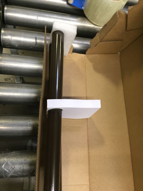 Photo 1 of KAMANINA 1 Inch Curtain Rod Single Drapery Rod 72 to 144 Inches (6-12 Feet), Twisted Cage Finials, Bronze. Box Packaging Damaged, Scratches and SCuffs on Metal, Box Packaging Damaged, Moderate Use
