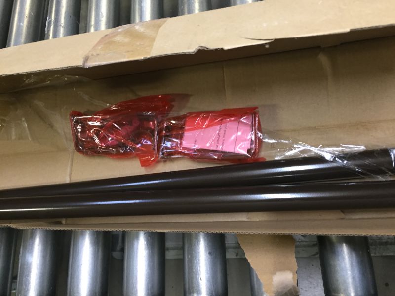 Photo 1 of KAMANINA 1 Inch Curtain Rod Single Drapery Rod 72 to 144 Inches (6-12 Feet), Twisted Cage Finials, Bronze. Box Packaging Damaged, Scratches and SCuffs on Metal, Box Packaging Damaged, Moderate Use
