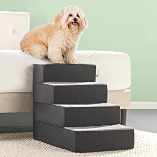 Photo 1 of Zinus Easy Pet Stairs/Pet Ramp/Pet Ladder, Large, Grey. Box Packaging Damaged,, Moderate Use, Found Hair on Item.
