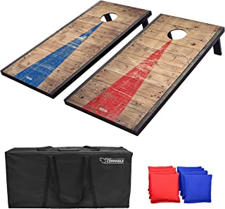 Photo 1 of GoSports Classic Cornhole Set – Includes 8 Bean Bags, Travel Case and Game Rules.. MBox Packaging Damaged, Cuts on Carrying Case and Edges of Wood